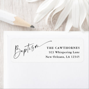 Modern Script White Baptism Return Address Return Address Label