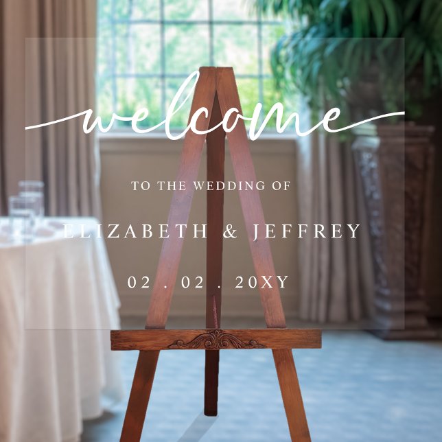 Modern Script White Wedding Welcome Sign (Modern Script White Wedding Welcome Sign)