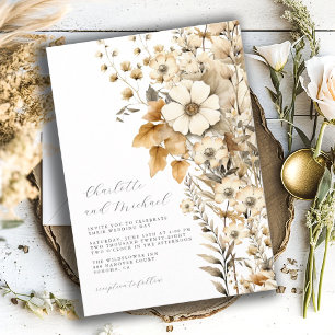 Modern Script Wildflower Wedding Invitation