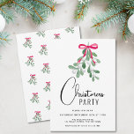 Modern Script Winter Berries Christmas Party Invitation<br><div class="desc">Are you planning a Christmas party?
Invite family and friends to your festive celebration with this modern and stylish invitation.
it is decorated with watercolor mistletoe and a red ribbon.
Easily customisable.
Original Watercolor © Michele Davies.</div>