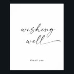 Modern Script Wishing Well Sign<br><div class="desc">This modern script wishing well sign is perfect for a minimalist wedding or bridal shower. The simple black and white design features unique industrial lettering typography with modern boho style. Customizable in any color. Keep the design minimal and elegant, as is, or personalize it by adding your own graphics and...</div>