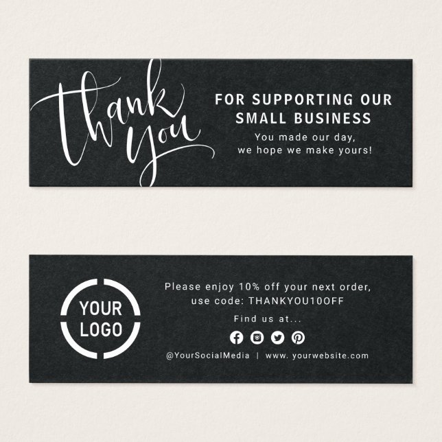 Modern script with logo business thank you insert (Front & Back)