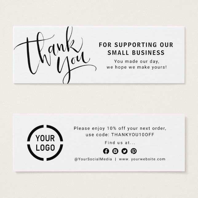 Modern script with logo business thank you insert (Front & Back)