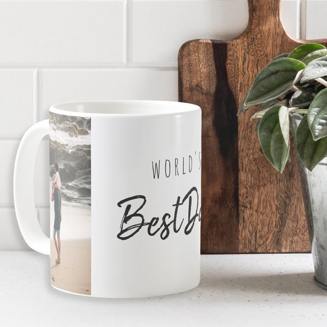 Modern Script World's Best Dad Father's Day Photo Coffee Mug (Creator Uploaded)