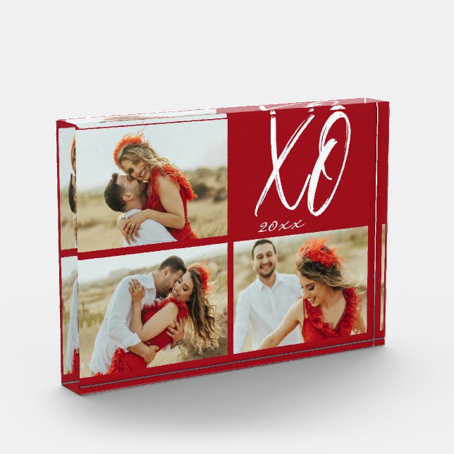 Modern Script XO Year Photo Acrylic Block (Left)
