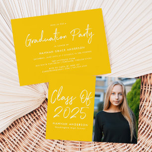 Modern Script Yellow 2025 Graduation Party Invitation