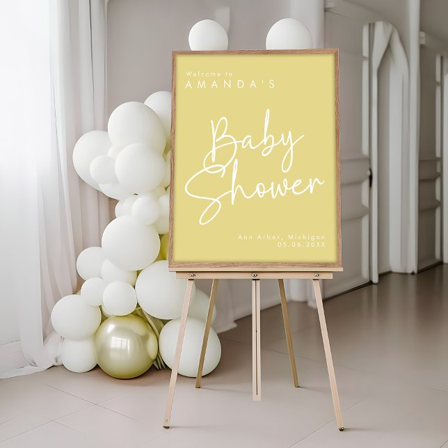 Modern Script Yellow Oh Baby Simple Welcome Poster (Creator Uploaded)