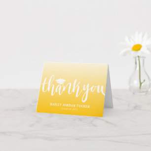Modern Script Yellow Ombre Graduation Thank You Card
