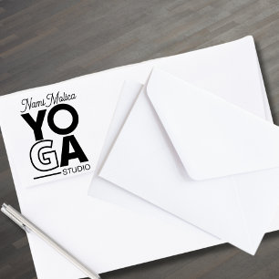 Modern Script Yoga Studio Rubber Stamp