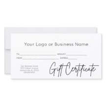 Modern Script Your Logo Business Gift Certificate