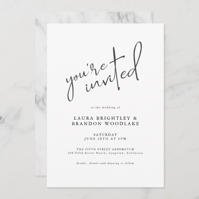 Modern Script You're Invited to our Wedding Invitation (Front/Back)