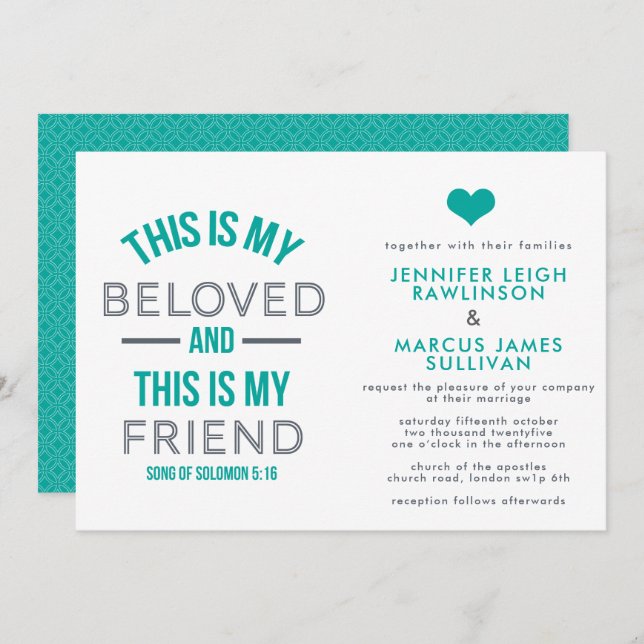 Modern Scripture Christian Wedding Invitation (Front/Back)