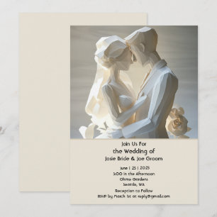 Modern sculptorial bride groom wedding invitation
