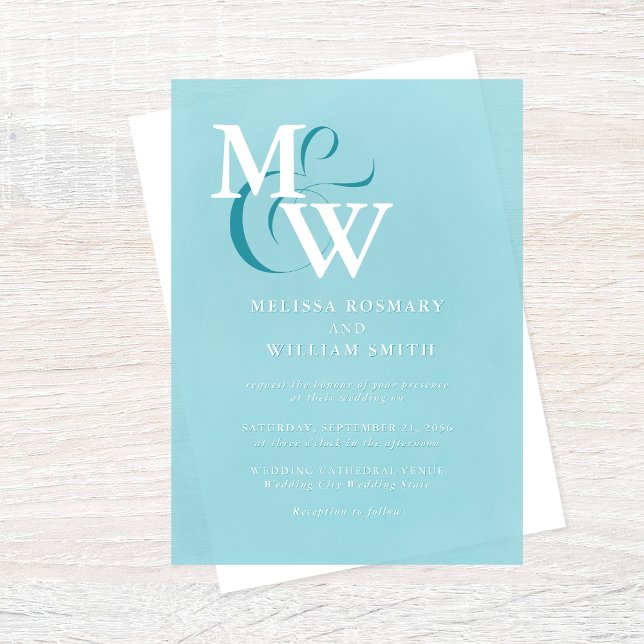 Modern Sea Glass Monogram Wedding Acrylic Invitations (Creator Uploaded)