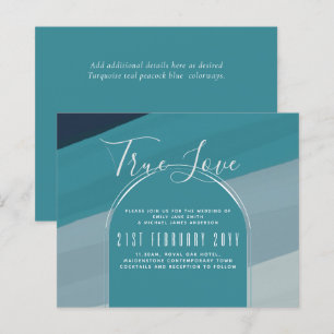 Modern Sea Glass Ocean Peacock Blue Teal Wedding