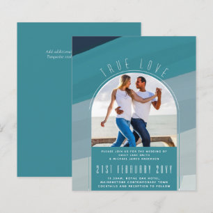 Modern Sea Glass Ocean Peacock Blue Teal Wedding