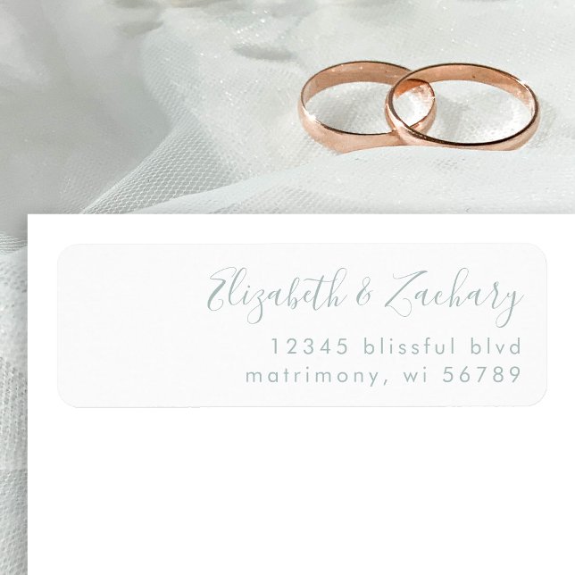 Modern Sea Glass Script Wedding Return Address Label (Creator Uploaded)