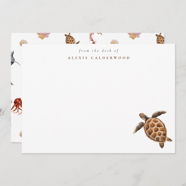 Modern Sea Turtle Personalised Card (Front/Back)