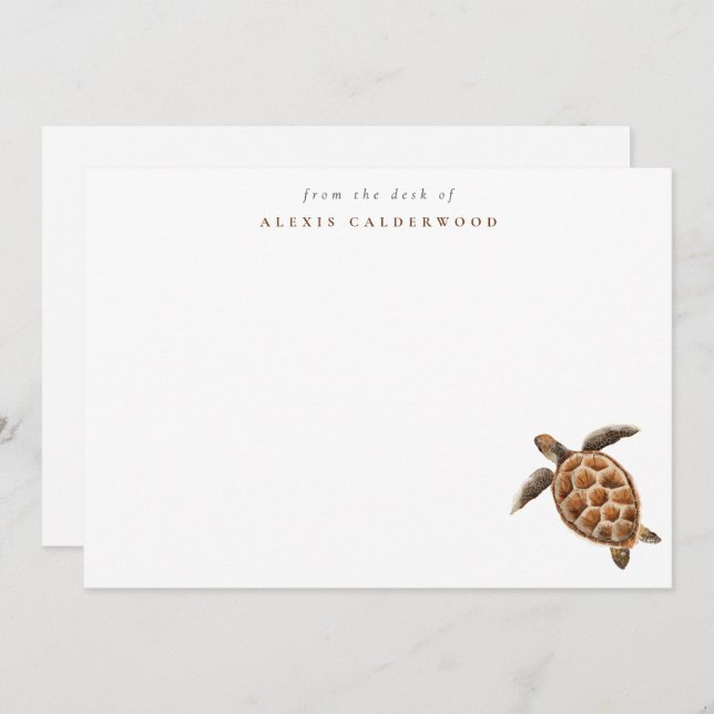 Modern Sea Turtle Personalised Card (Front/Back)