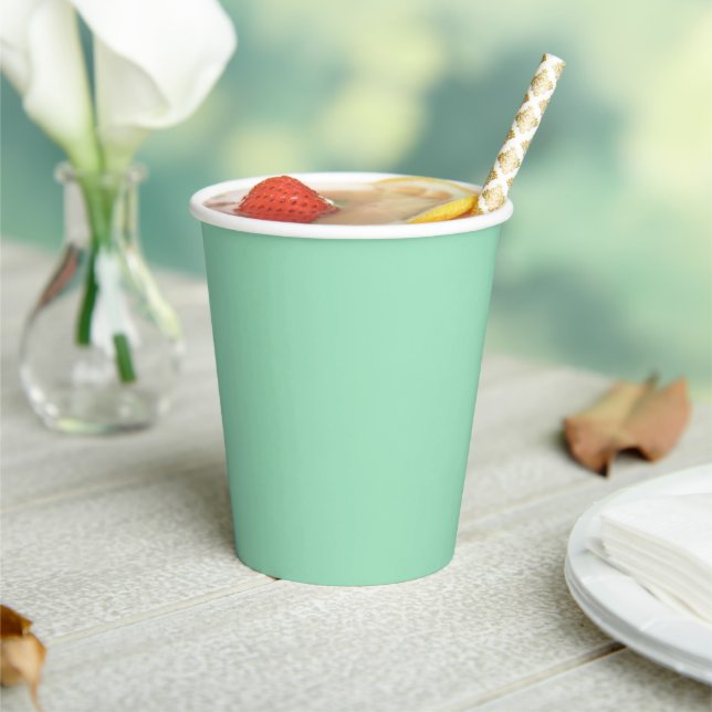 Modern Seafoam Green Plain Solid Colour Paper Cups (Insitu)