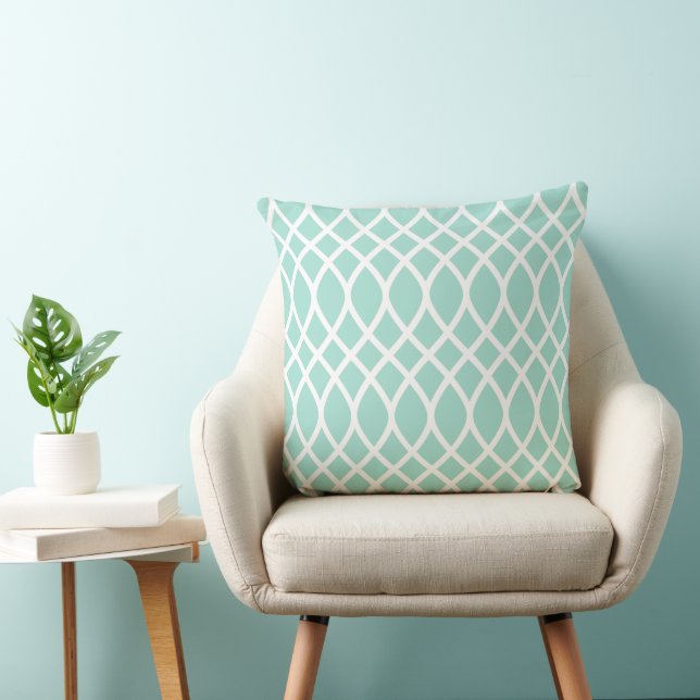Modern Seafoam Trellis Framework Pattern Cushion (Chair)
