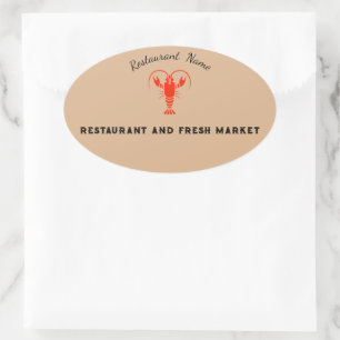 Modern seafood Restaurant & Market crayfish name Oval Sticker
