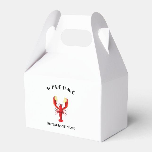 Modern seafood welcome Lobster lime custom name Favour Box (Front Side)