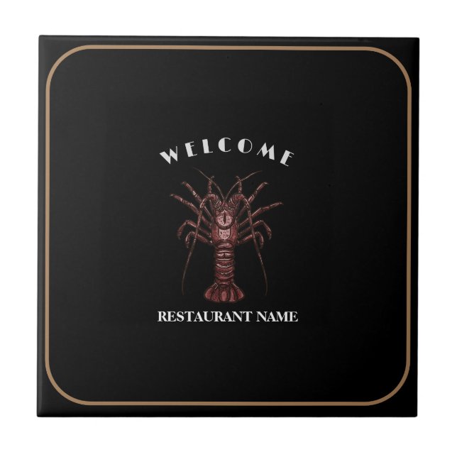 Modern seafood welcome Lobster Restaurant logo nam Ceramic Tile (Front)