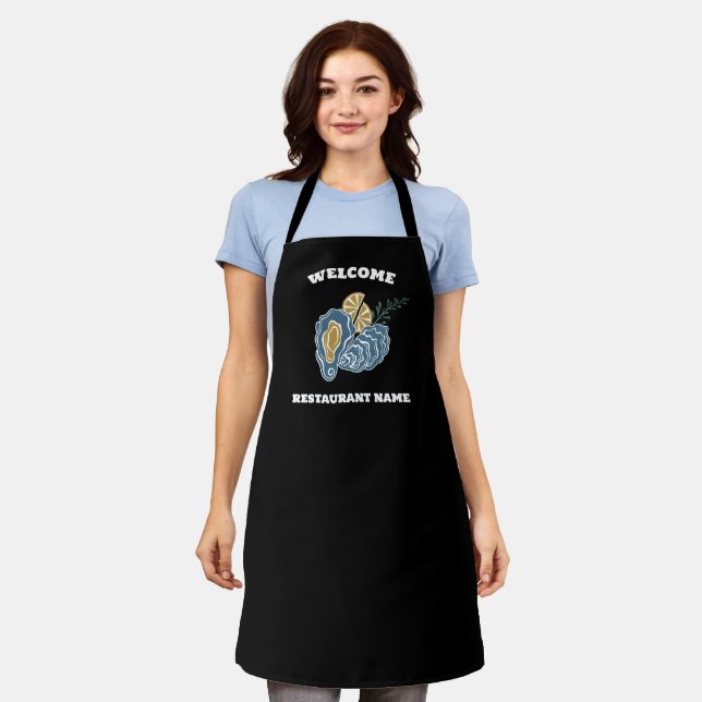Modern seafood welcome oyster custom Personalise Apron (Worn)