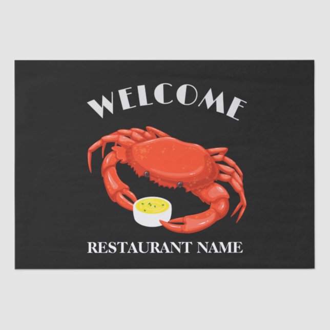 Modern seafood welcome red Crab butter logo name Tissue Paper (Front)