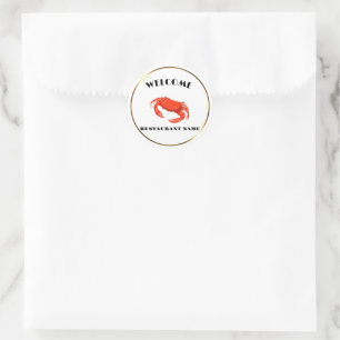 Modern seafood welcome red Crab custom name Classic Round Sticker