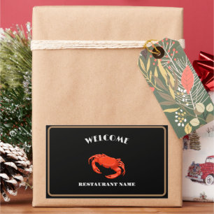 Modern seafood welcome red Crab custom name Rectangular Sticker