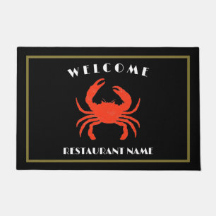 Modern seafood welcome red Crab custom Personalise Doormat