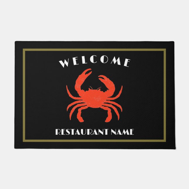 Modern seafood welcome red Crab custom Personalise Doormat (Front)
