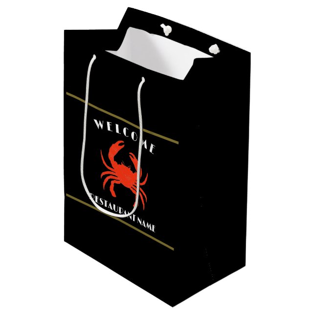 Modern seafood welcome red Crab custom Personalise Medium Gift Bag (Front Angled)