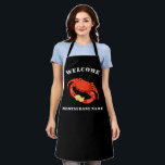 Modern seafood welcome red Crab Lemon custom name Apron<br><div class="desc">Modern seafood welcome red Crab Lemon custom Personalise name </div>