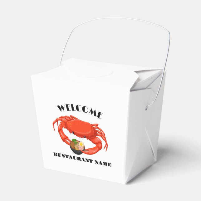 Modern seafood welcome red Crab ramen logo name Favour Box (Front Side)
