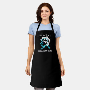 Modern seafood welcome salmon Alaska map name  Apron
