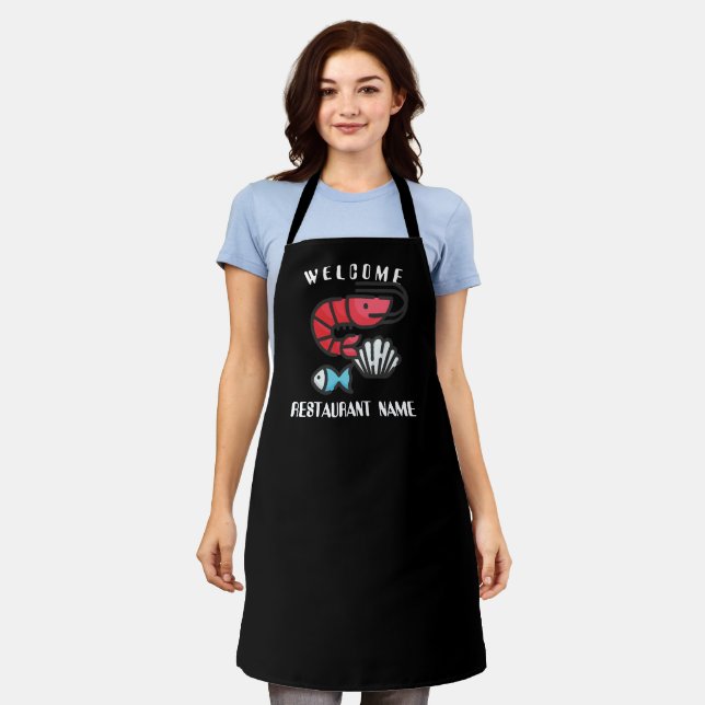 Modern seafood welcome shrimp seafood fish shell  apron (Worn)
