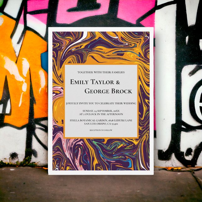 Modern Seamless Abstract Wavy Whimsical Wedding Invitation (Creator Uploaded)