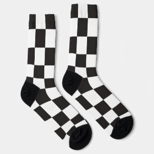 Modern seamless chequerboard l Black and white Socks