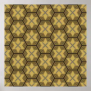 Modern seamless pattern, gold colour. Geometric B Poster
