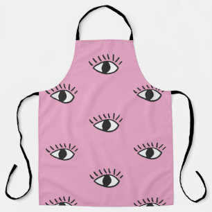 Modern seamless pattern with hand drawn eyes on pi apron