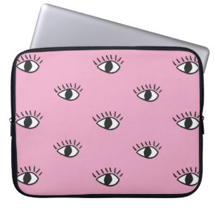 Modern seamless pattern with hand drawn eyes on pi laptop sleeve