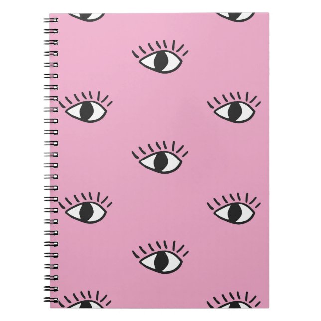 Modern seamless pattern with hand drawn eyes on pi notebook (Front)