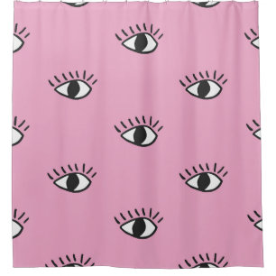 Modern seamless pattern with hand drawn eyes on pi shower curtain