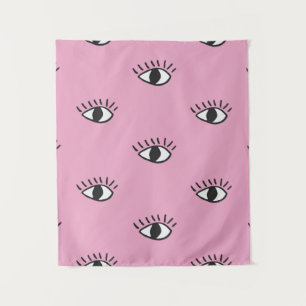 Modern seamless pattern with hand drawn eyes on pi tapestry