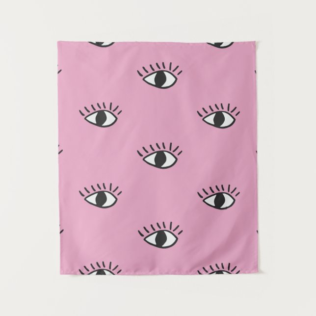 Modern seamless pattern with hand drawn eyes on pi tapestry (Front)