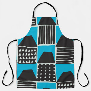 Modern seamless pattern with houses in black and b apron