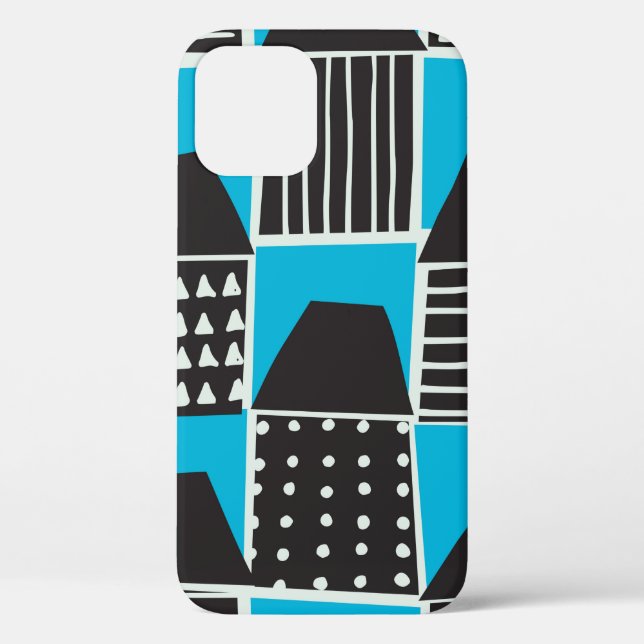 Modern seamless pattern with houses in black and b Case-Mate iPhone case (Back)